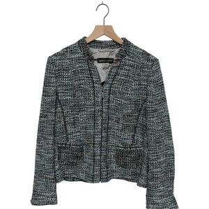Gerry Weber Tweed Blazer Jacket Multicolor Blue Black White Women’s Size 10